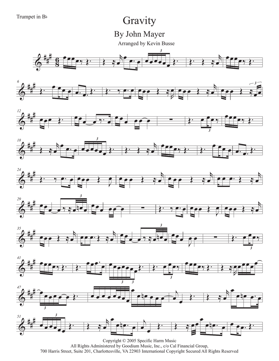 Gravity Trumpet Solo scores gallery preview page 1