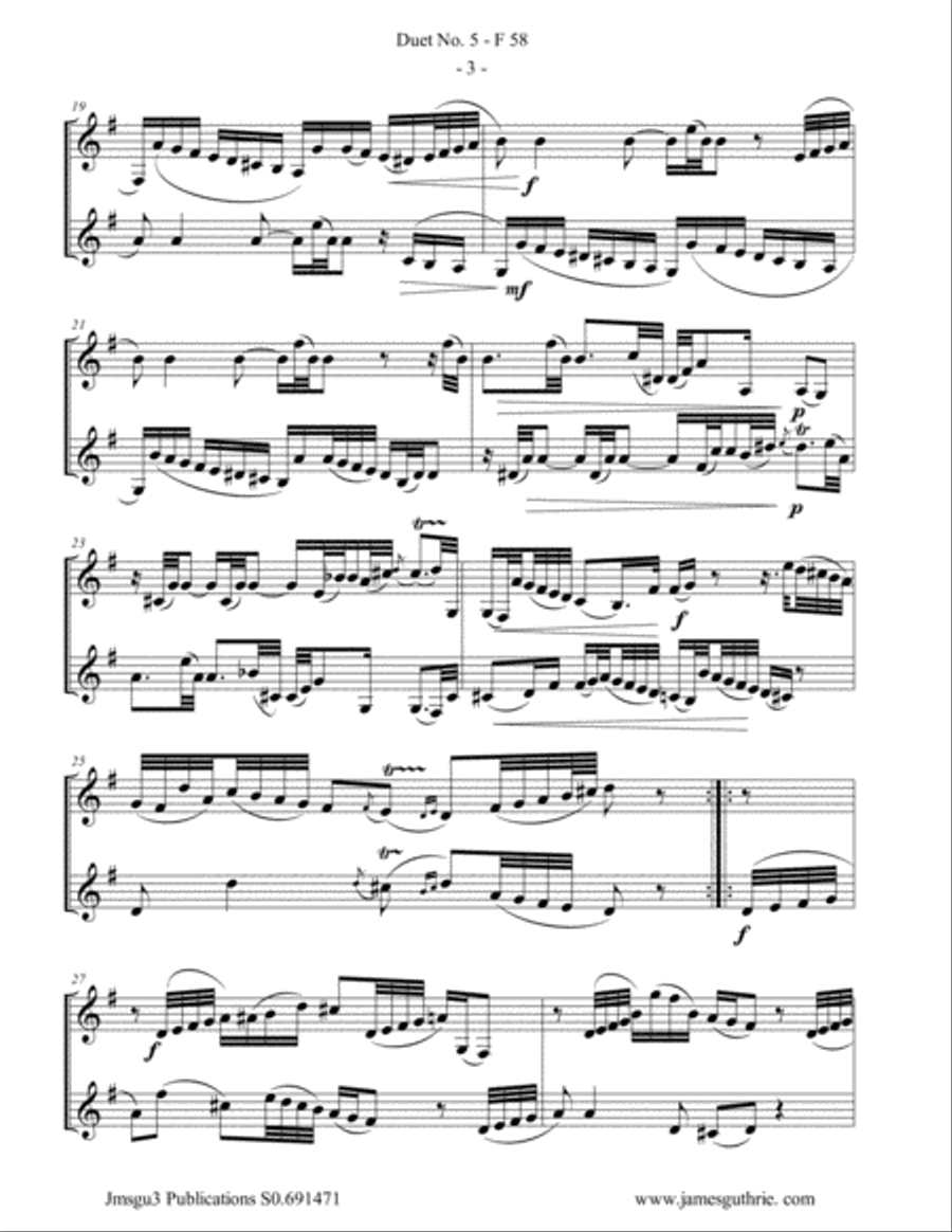 WF Bach: Duet No. 5 for Bass Clarinet Duo Clarinet Duet scores gallery preview page 3