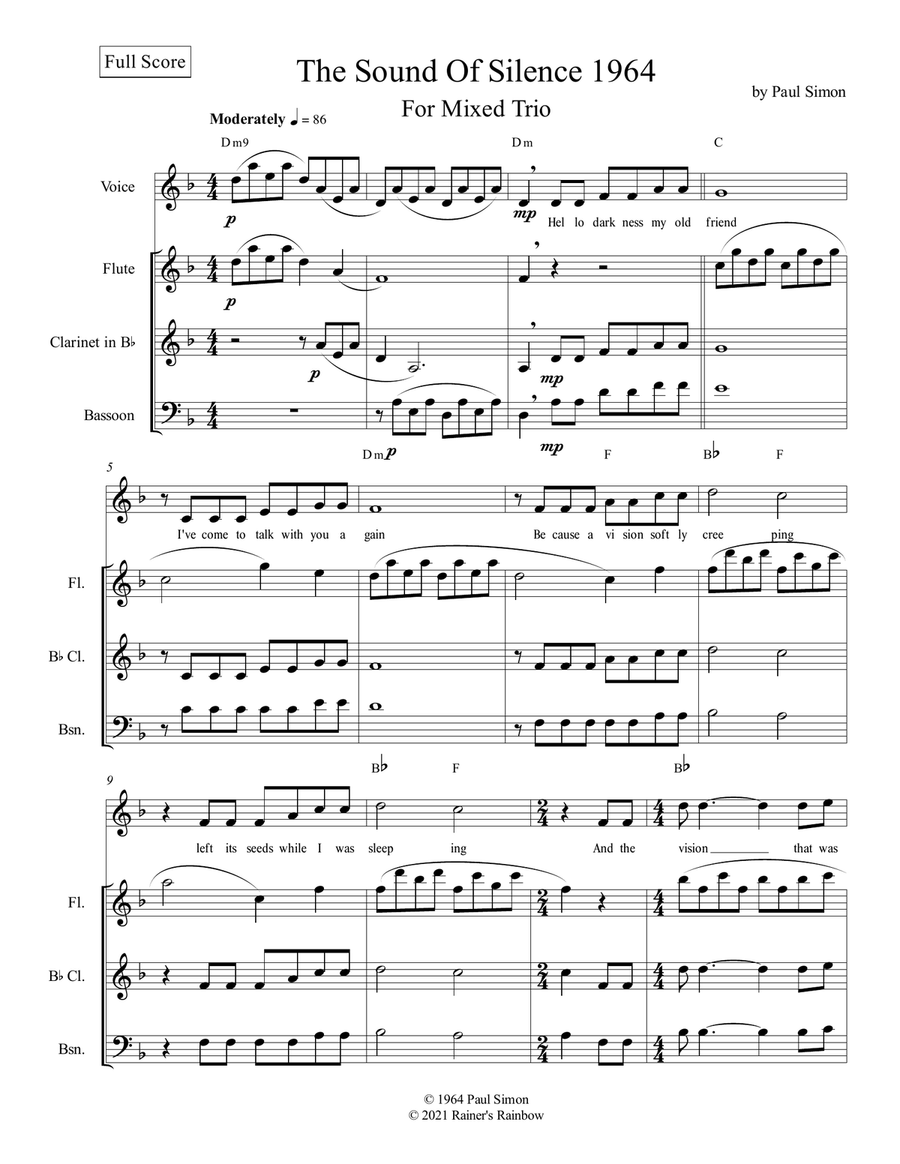 The Sound Of Silence Small Ensemble scores gallery preview page 1
