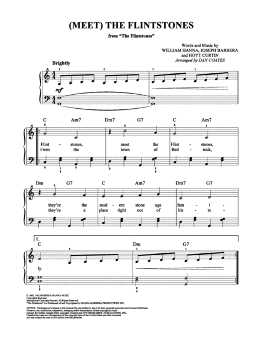 (Meet) The Flintstones (Meet) The Flintstones Easy Piano scores gallery preview page 1