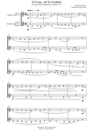 O Come, All Ye Faithful (for horn duet, suitable for grades 1-5)