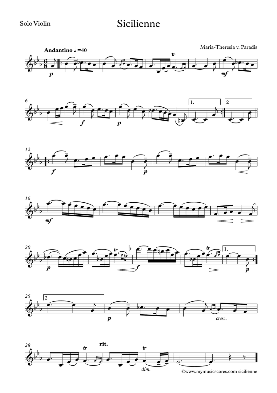 Paradis Sicilienne for Violin and String Orchestra String Orchestra scores gallery preview page 4