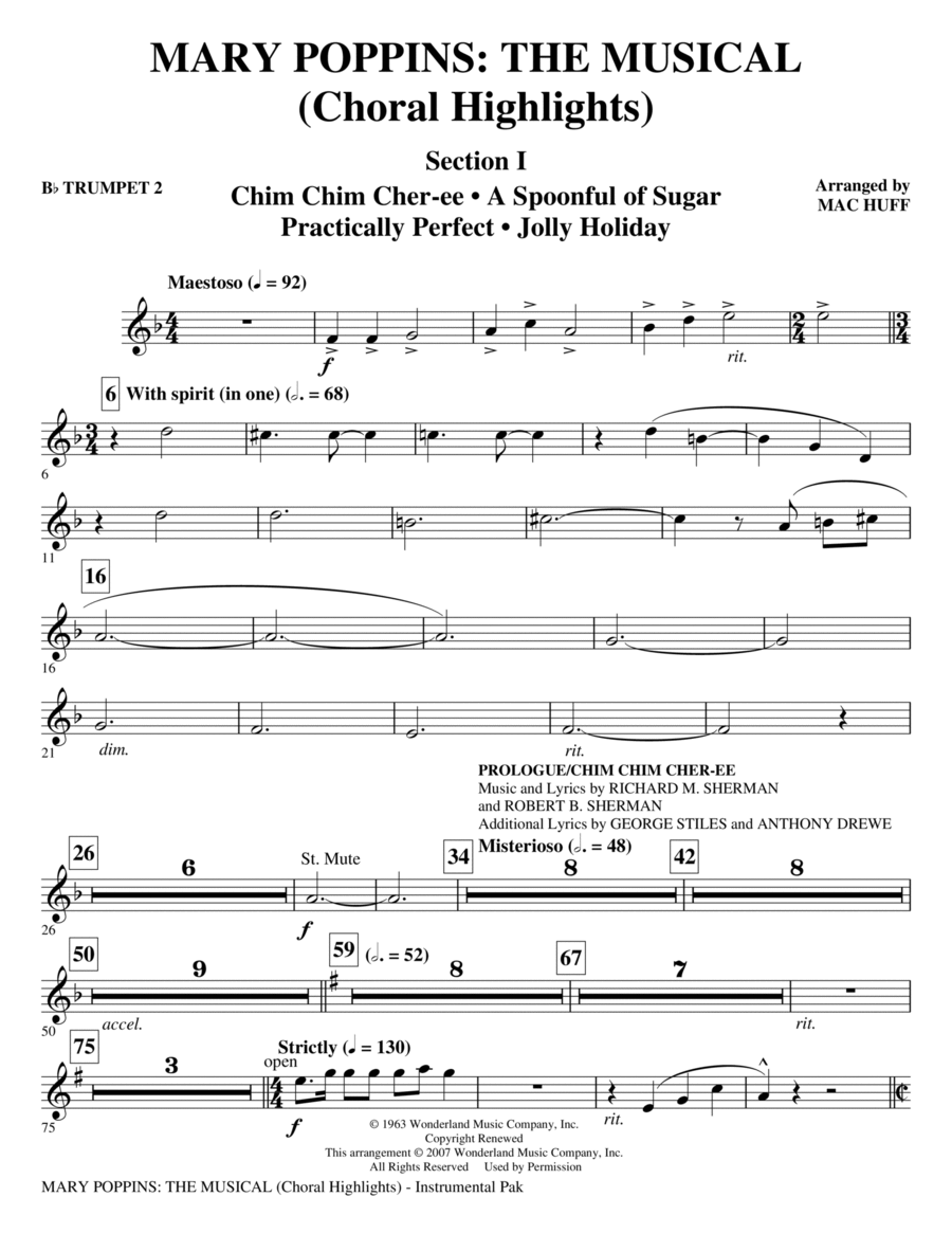 Mary Poppins: The Musical - Bb Trumpet 2 Choir scores gallery preview page 1