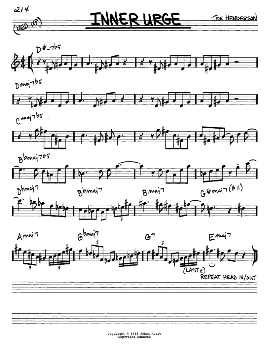 Inner Urge E-Flat Instrument scores gallery preview page 1