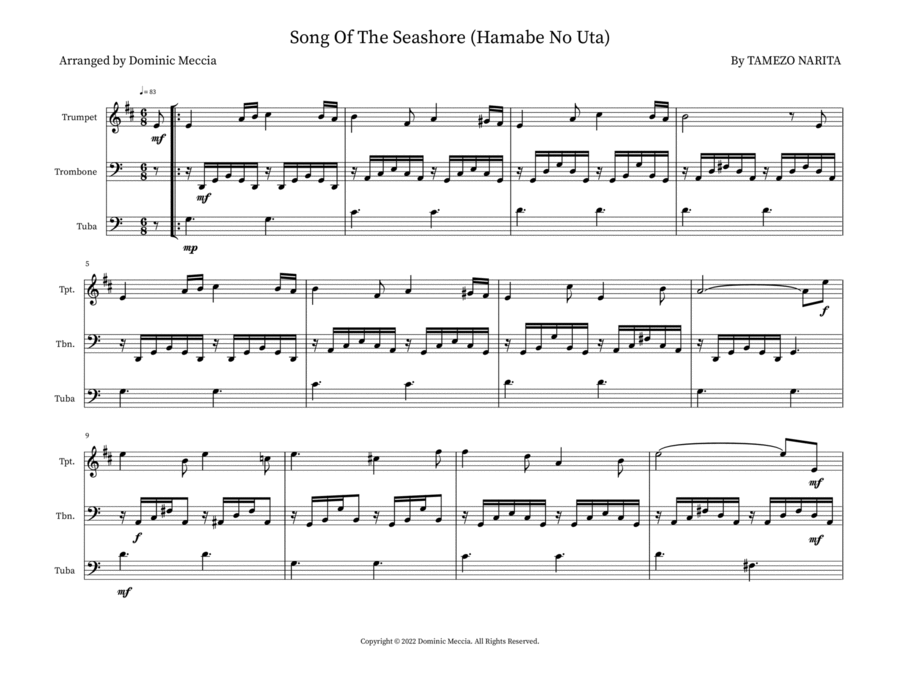 Song Of The Seashore (Hamabe No Uta) Small Ensemble scores gallery preview page 1