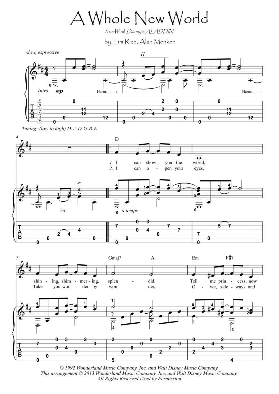 A Whole New World Electric Guitar scores gallery preview page 1