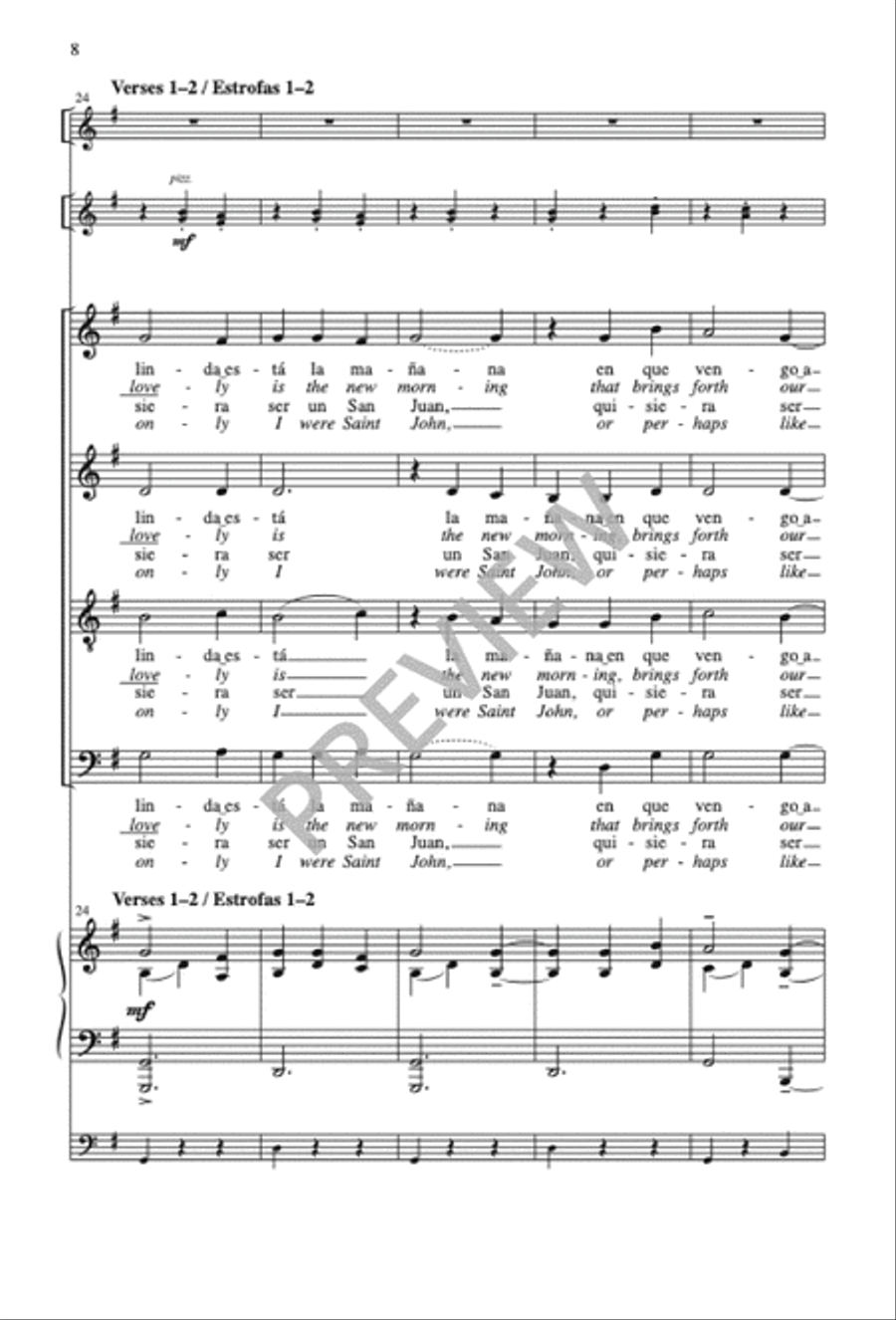Las Mañanitas / The Morning Song 4-Part scores gallery preview page 9