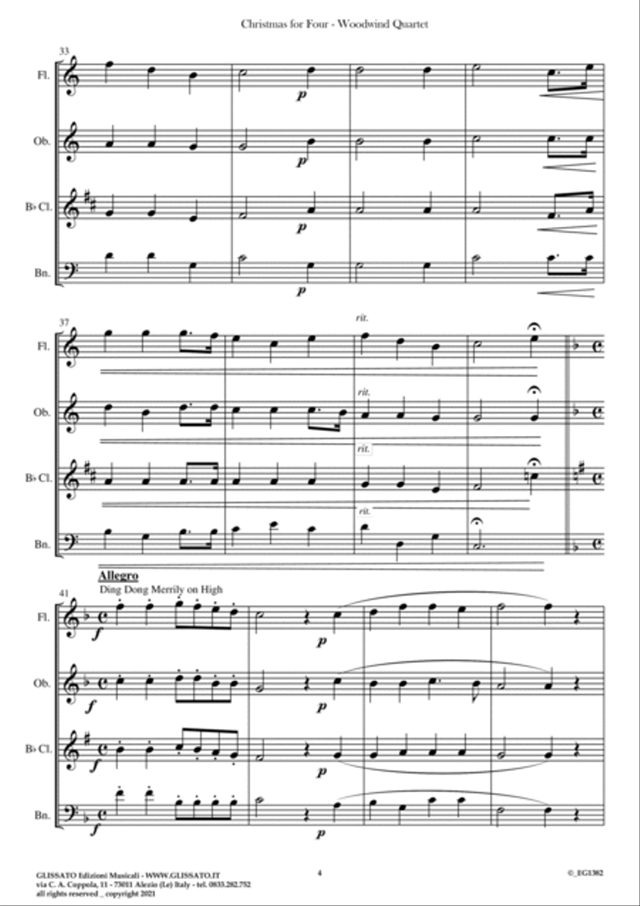 Christmas For Four - Medley for Woodwind Quartet (score & parts) Woodwind Quartet scores gallery preview page 5
