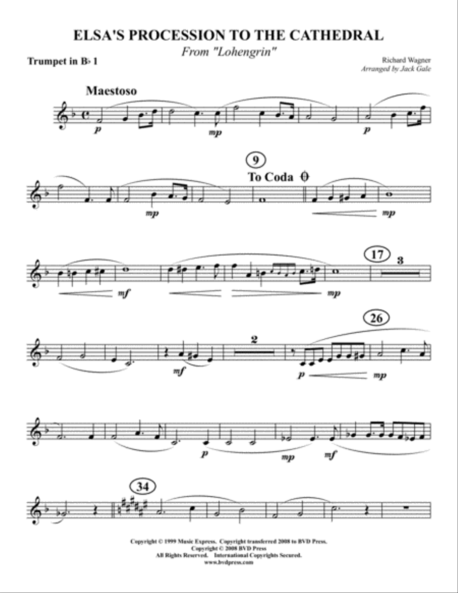 Elsa's Procession to the Cathedral Brass Quartet scores gallery preview page 4