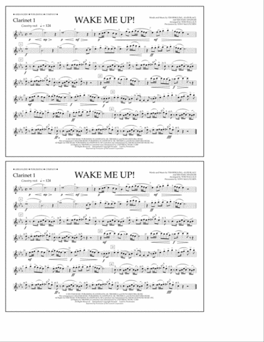 Wake Me Up! - Clarinet 1