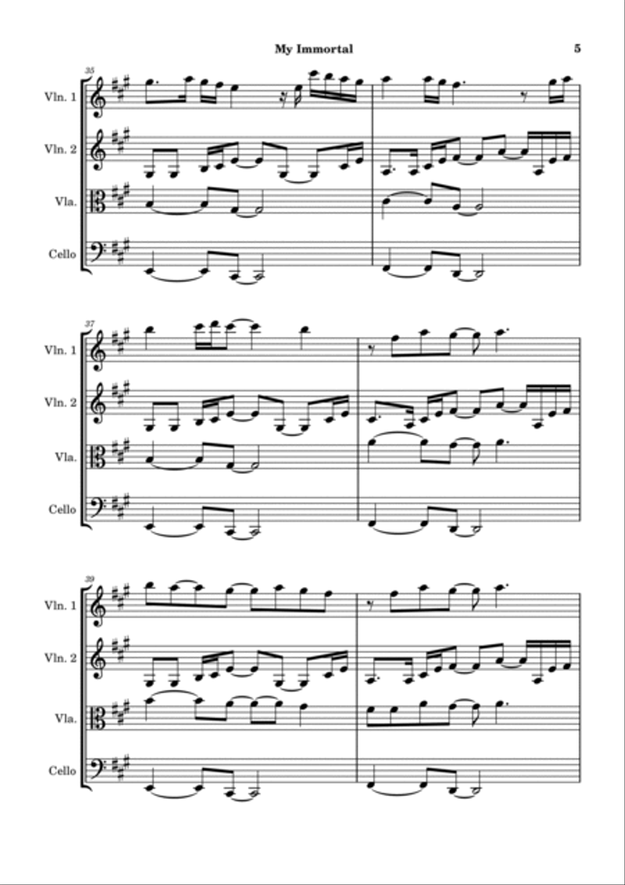 My Immortal String Quartet scores gallery preview page 5