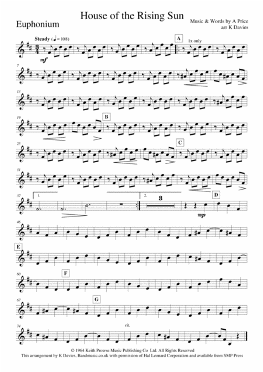 The House Of The Rising Sun Brass Ensemble scores gallery preview page 5