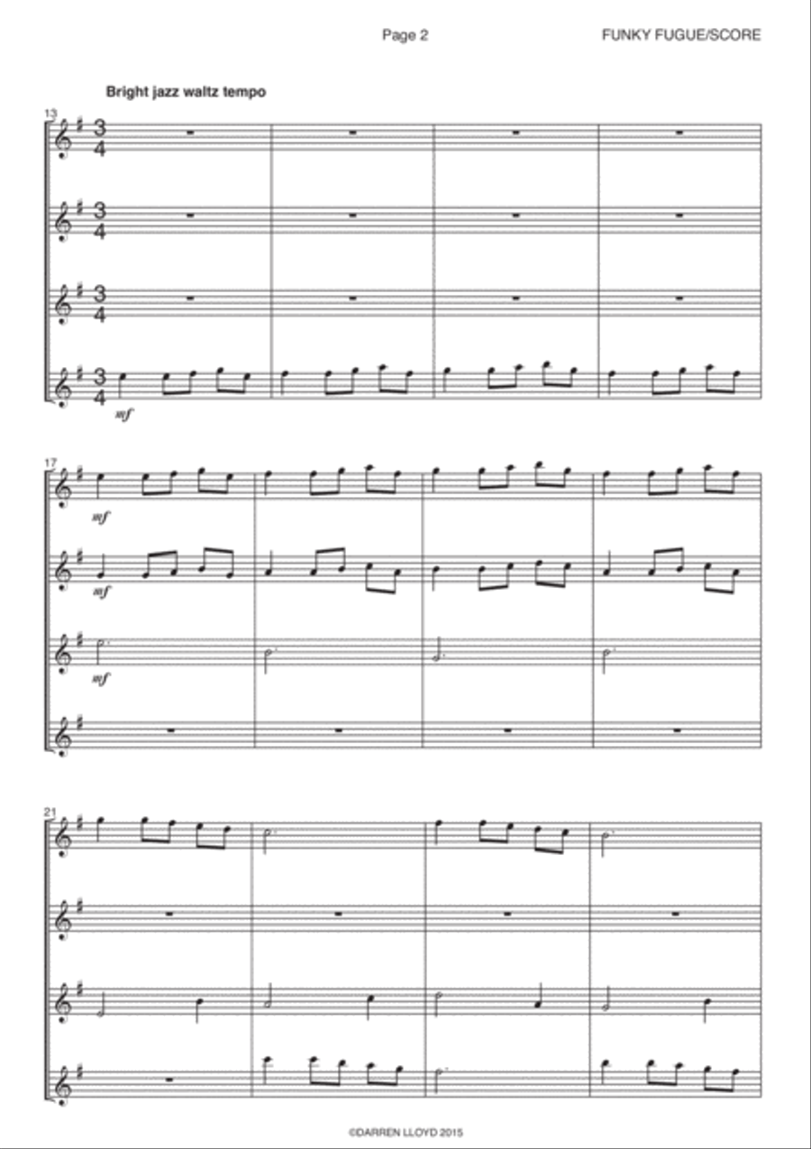 Funky fugue - Flute quartet Flute Quartet scores gallery preview page 2