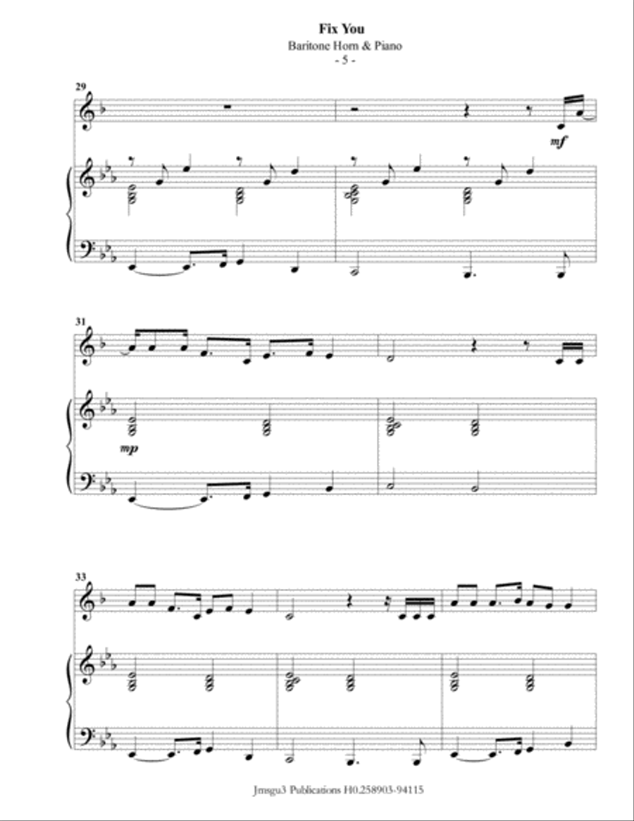 Fix You Baritone Horn TC scores gallery preview page 5