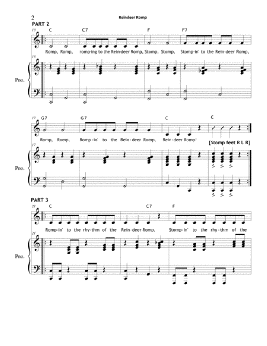 Reindeer Romp (Unison/Round) Unison Choir scores gallery preview page 2