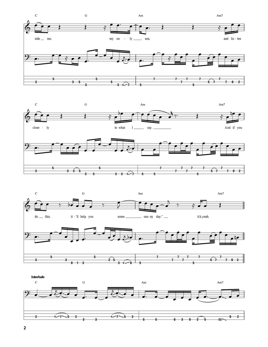 Simple Man Bass Guitar Tablature scores gallery preview page 2