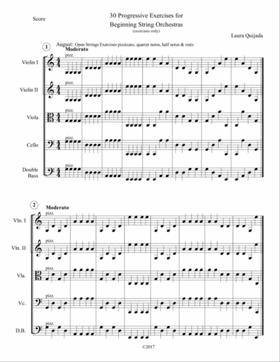 30 Progressive Exercises for Beginning String Orchestra. EXERCISES ONLY. Teacher's book & parts.