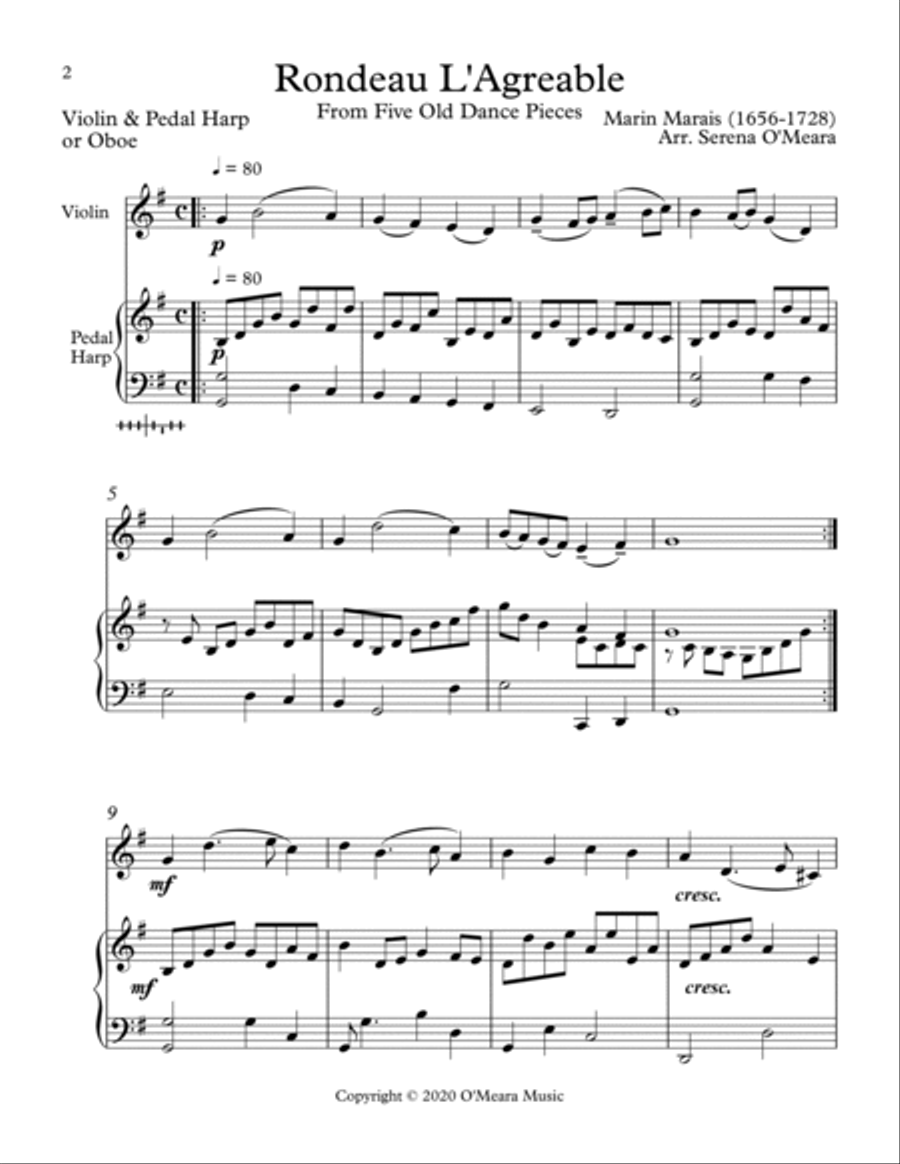 Rondeau L’Agreable, Duet for Violin & Pedal Harp image number null