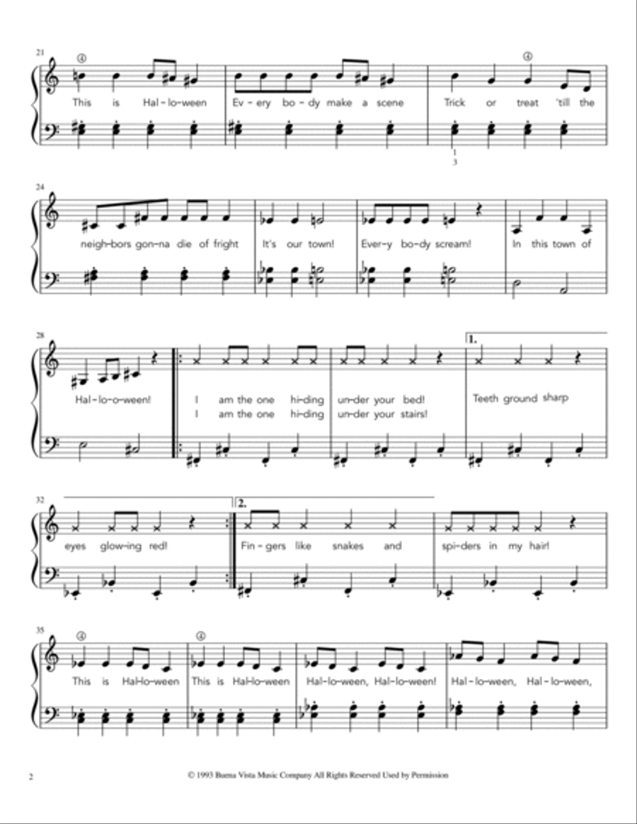 This Is Halloween Easy Piano scores gallery preview page 2