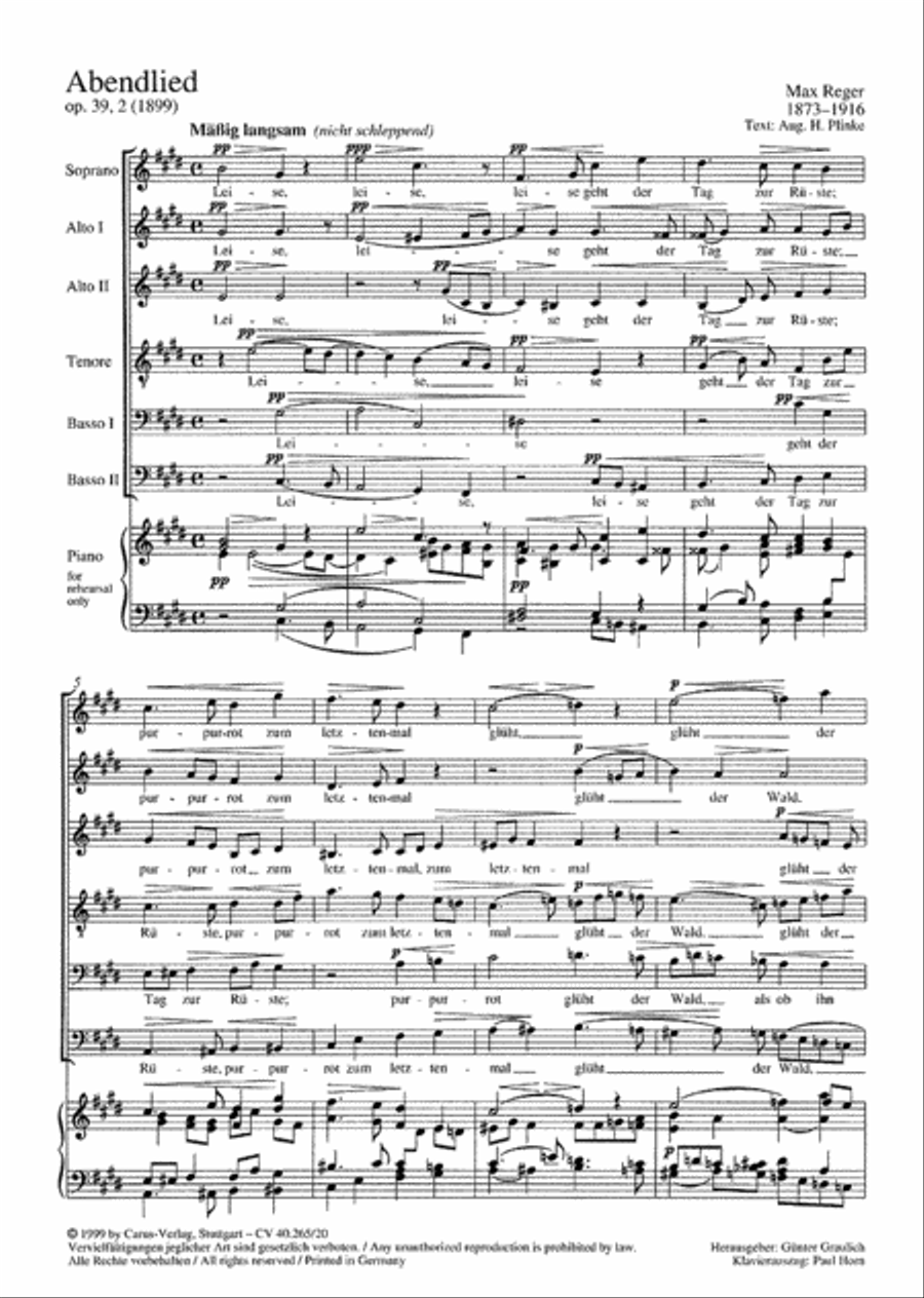 Evening song (Abendlied) Choir scores gallery preview page 1
