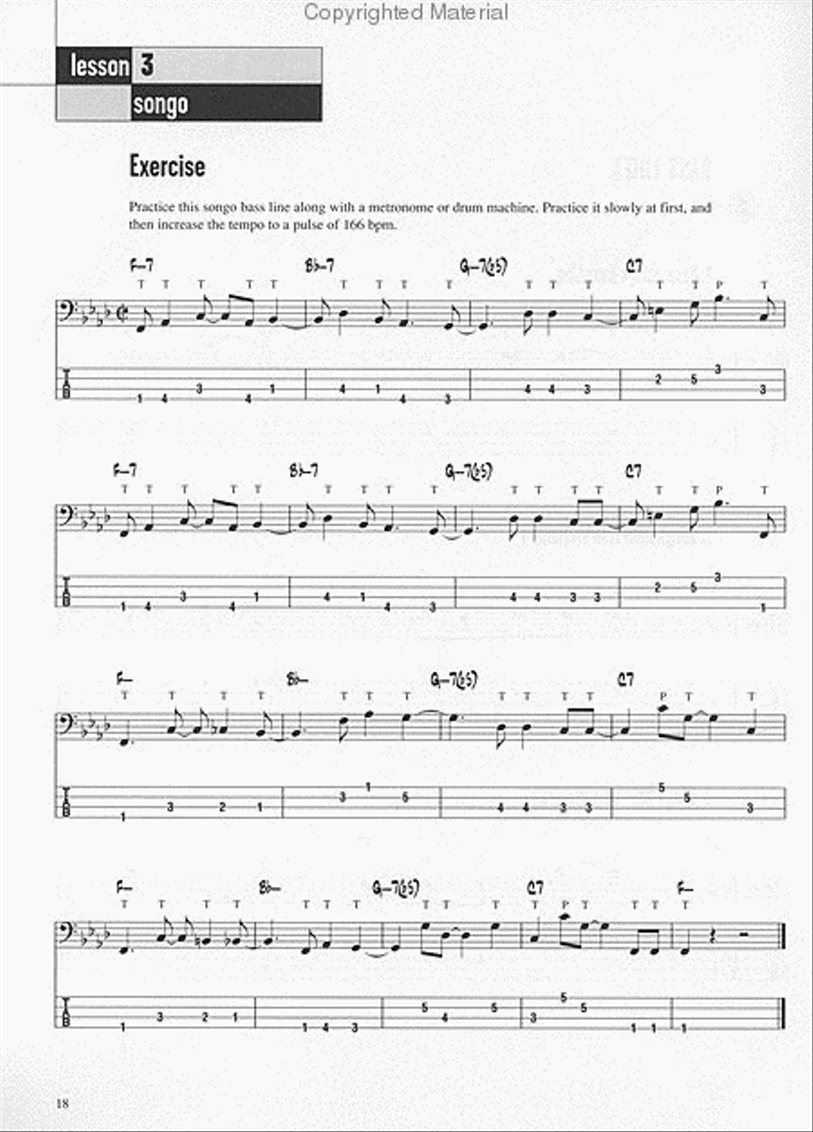 Afro-Cuban Slap Bass Lines Bass Guitar Tablature scores gallery preview page 4
