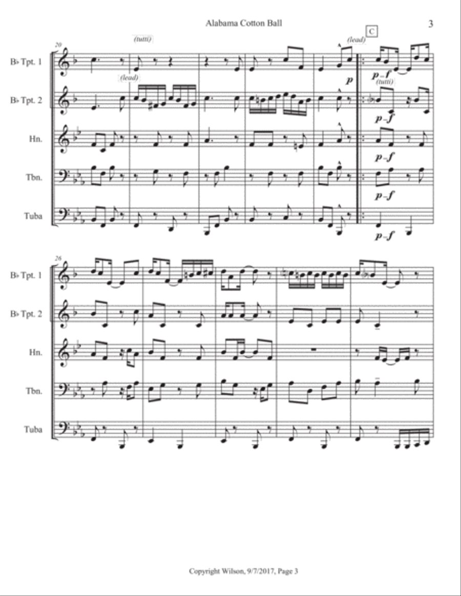 Alabama Cotton Ball Brass Quintet scores gallery preview page 4