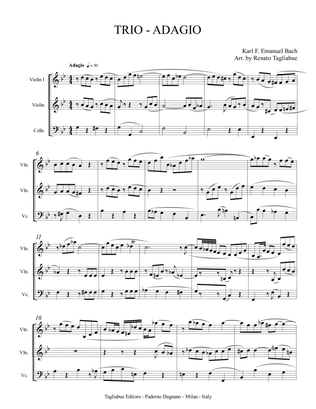 Book cover for TRIO - ADAGIO - Karl F. E. Bach - Arr. for Trio String - Parts