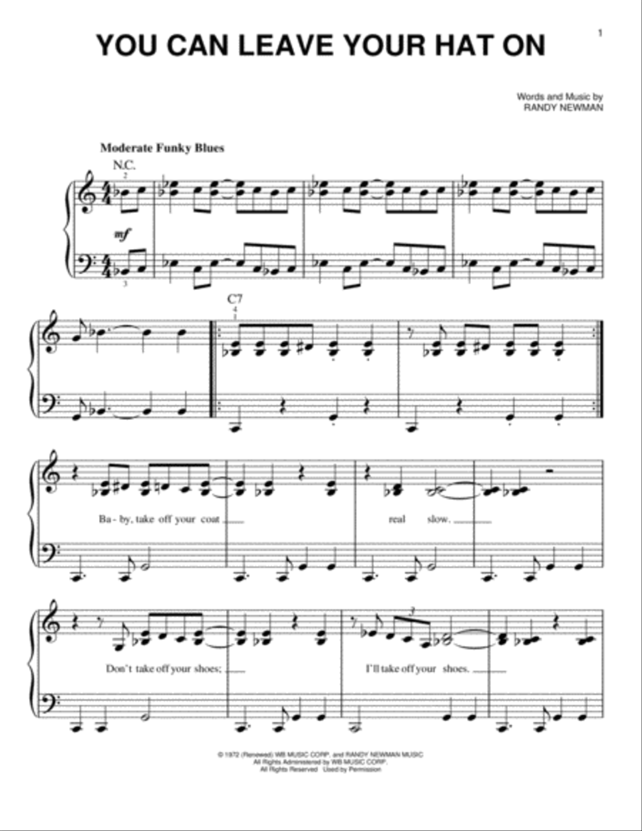 You Can Leave Your Hat On Easy Piano scores gallery preview page 1