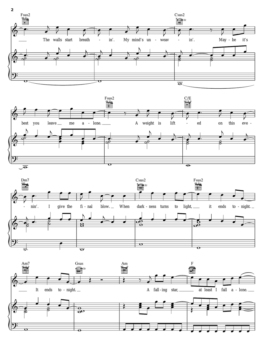 It Ends Tonight Piano, Vocal, Guitar scores gallery preview page 2