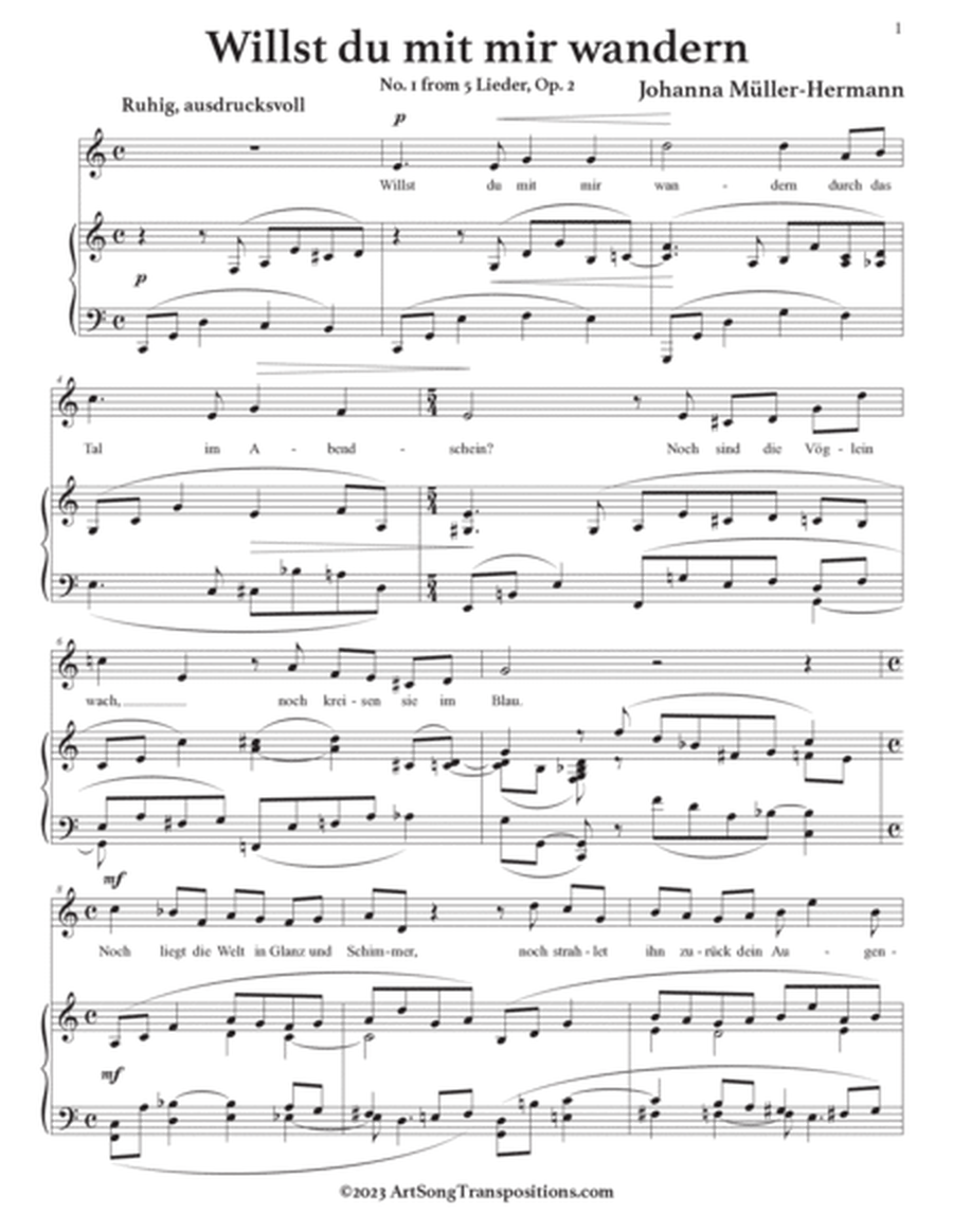 MÜLLER-HERMANN: Willst du mit mir wandern, Op. 2 no. 1 (transposed to C major)
