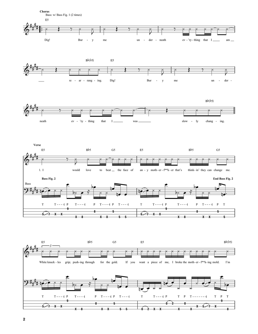 Dig Bass Guitar Tablature scores gallery preview page 2