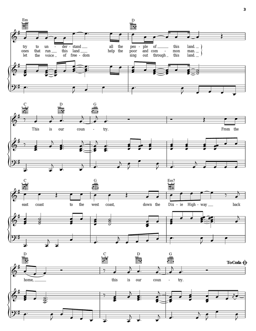 Our Country Piano, Vocal, Guitar scores gallery preview page 3
