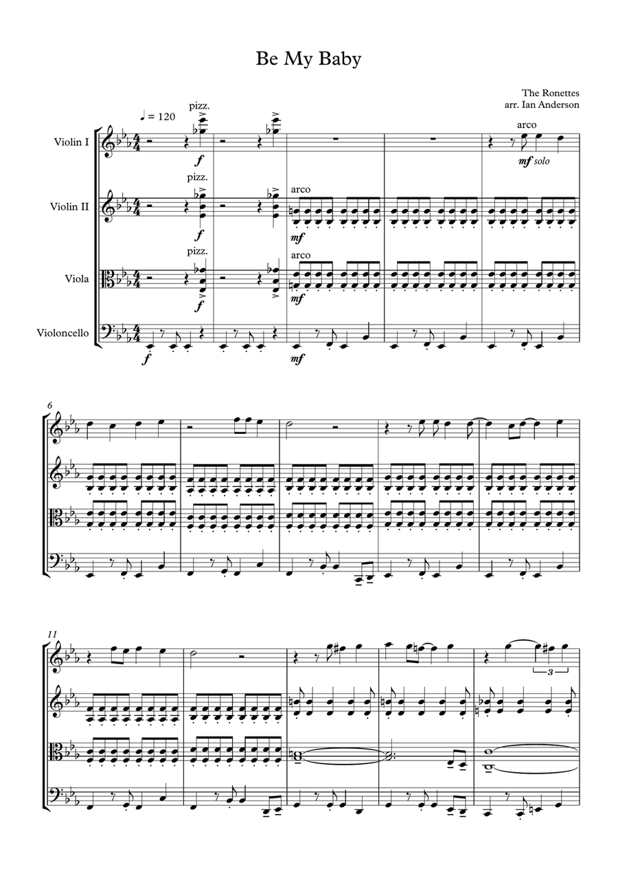 Be My Baby String Quartet scores gallery preview page 1