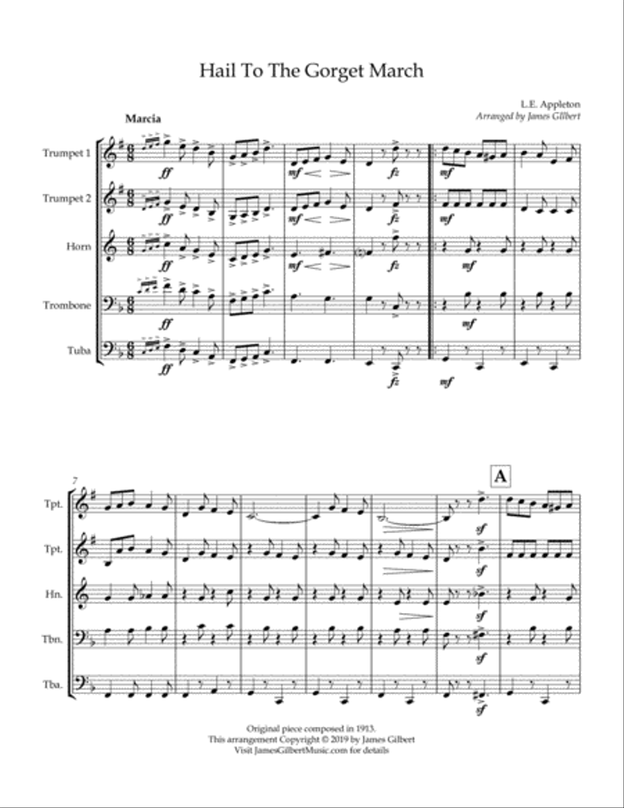 Hail To The Gorget March Brass Ensemble scores gallery preview page 1