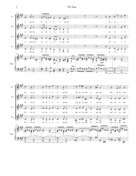 Pie Jesu (for SSAA and Piano) image number null