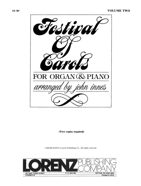 Festival Of Carols For Organ and Piano Vol 2