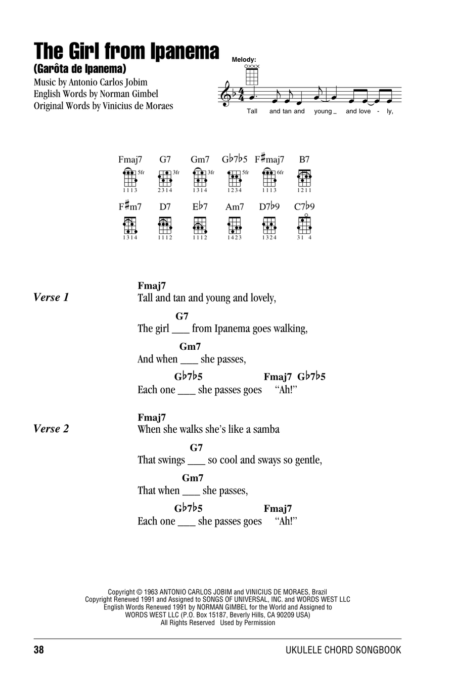 The Girl From Ipanema (feat. Astrud Gilberto) Ukulele scores gallery preview page 1