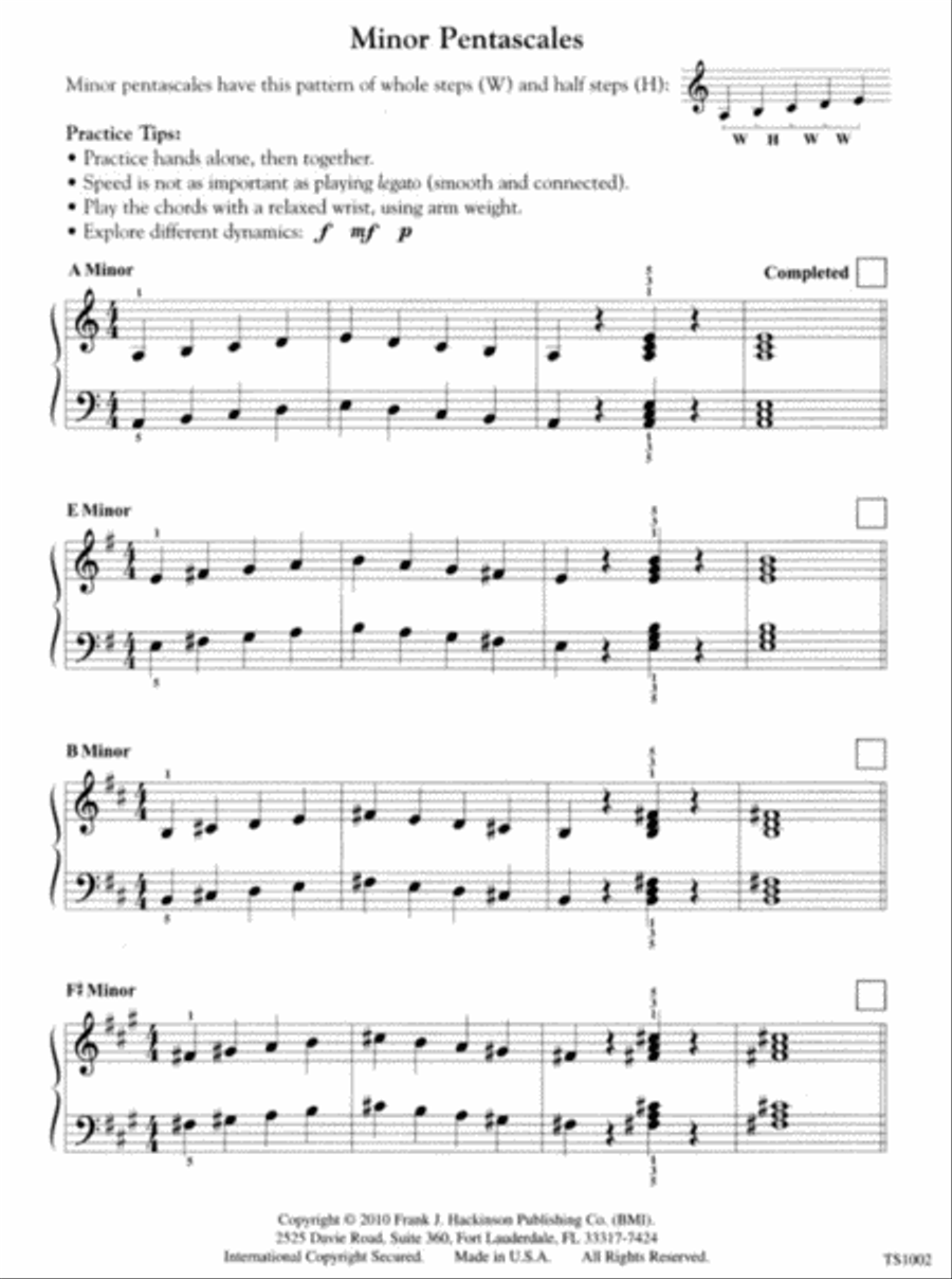 Minor Pentascales and Cross-Hand Arpeggios Piano Method scores gallery preview page 3