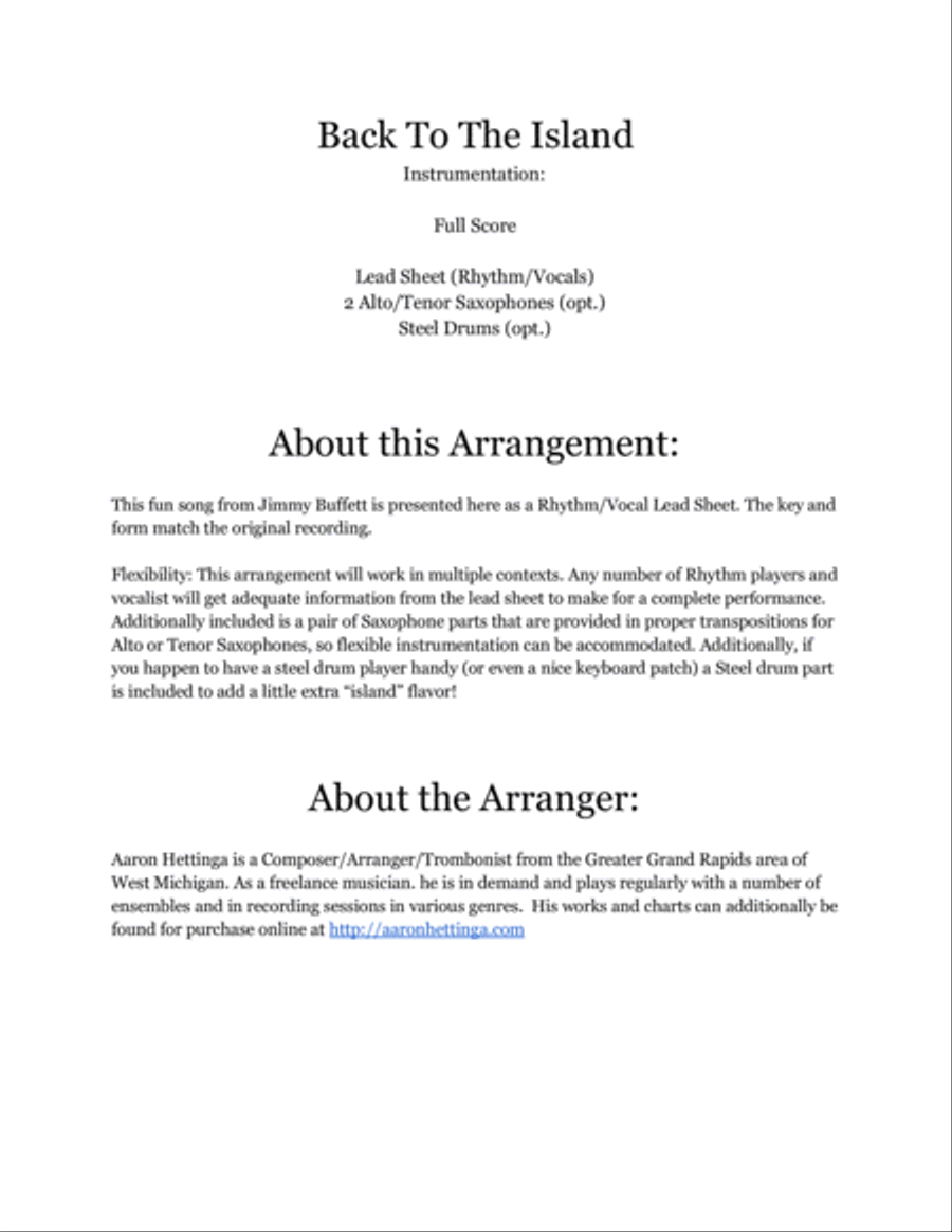 Back To The Island Small Ensemble scores gallery preview page 2