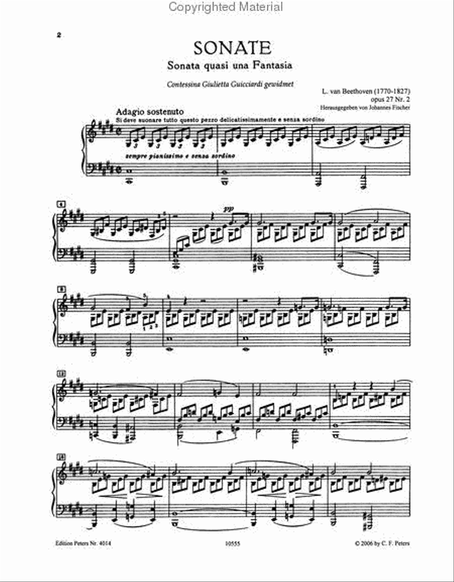 Piano Sonata No. 14 in C sharp minor Op. 27 No. 2 Moonlight Piano scores gallery preview page 2