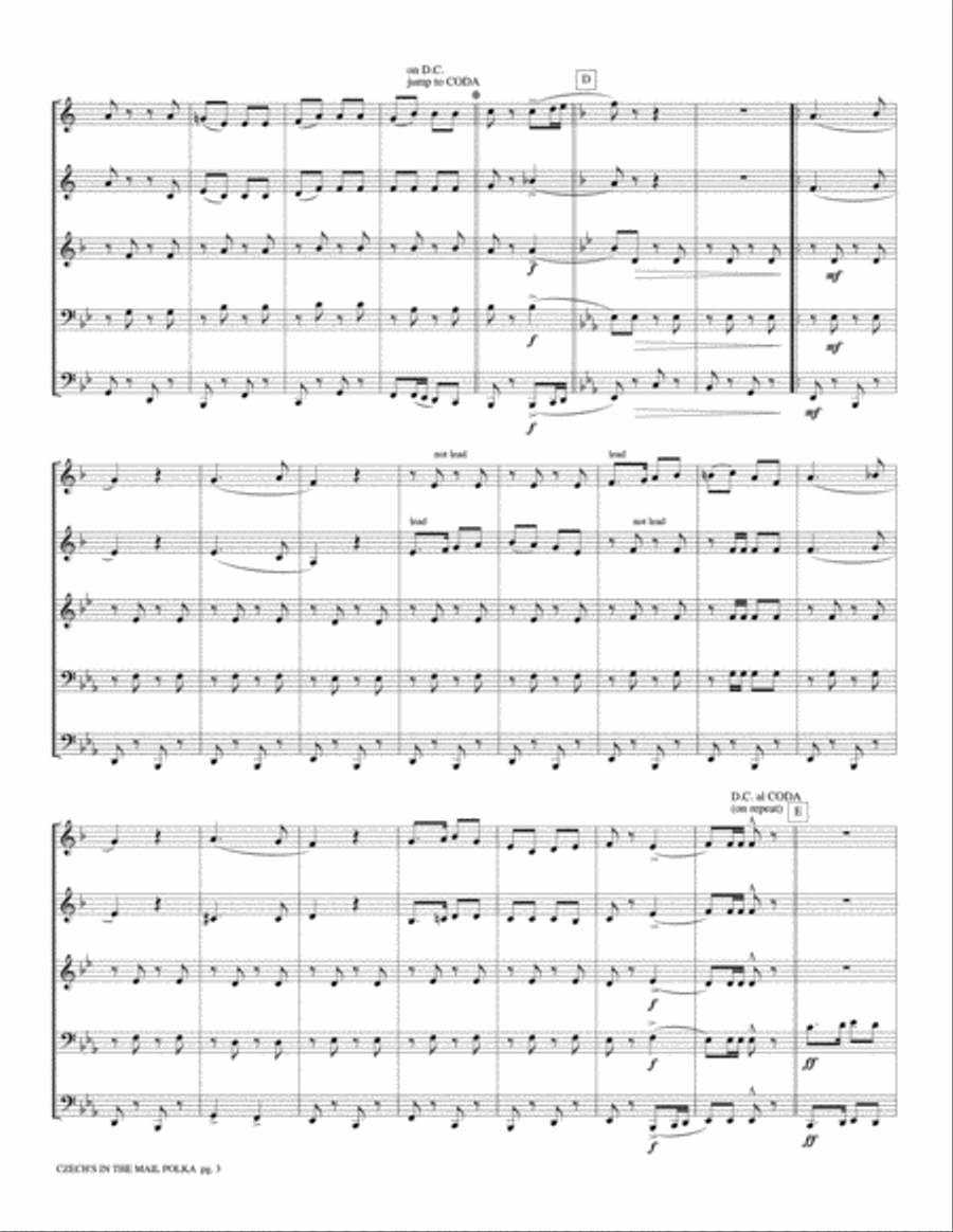 Czech's in the Mail Polka: Score Brass Quintet scores gallery preview page 4