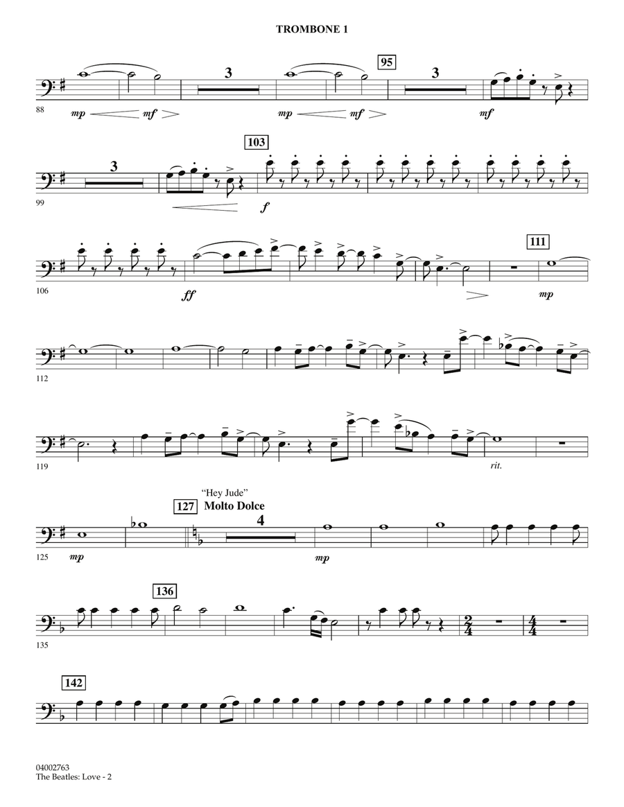 The Beatles: Love - Trombone 1 Concert Band scores gallery preview page 2