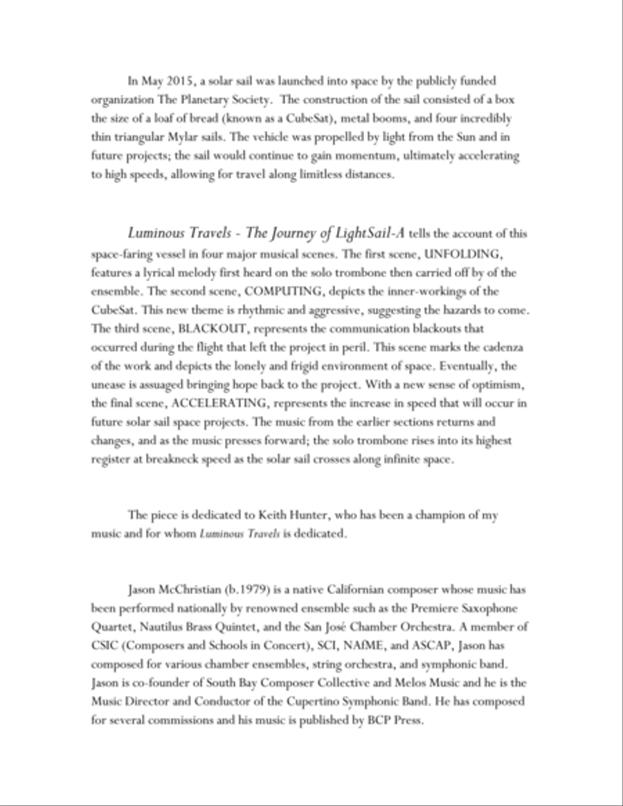 Luminous Travels - The Journey of LightSail-A for Trombone and Symphonic Band Concert Band scores gallery preview page 4