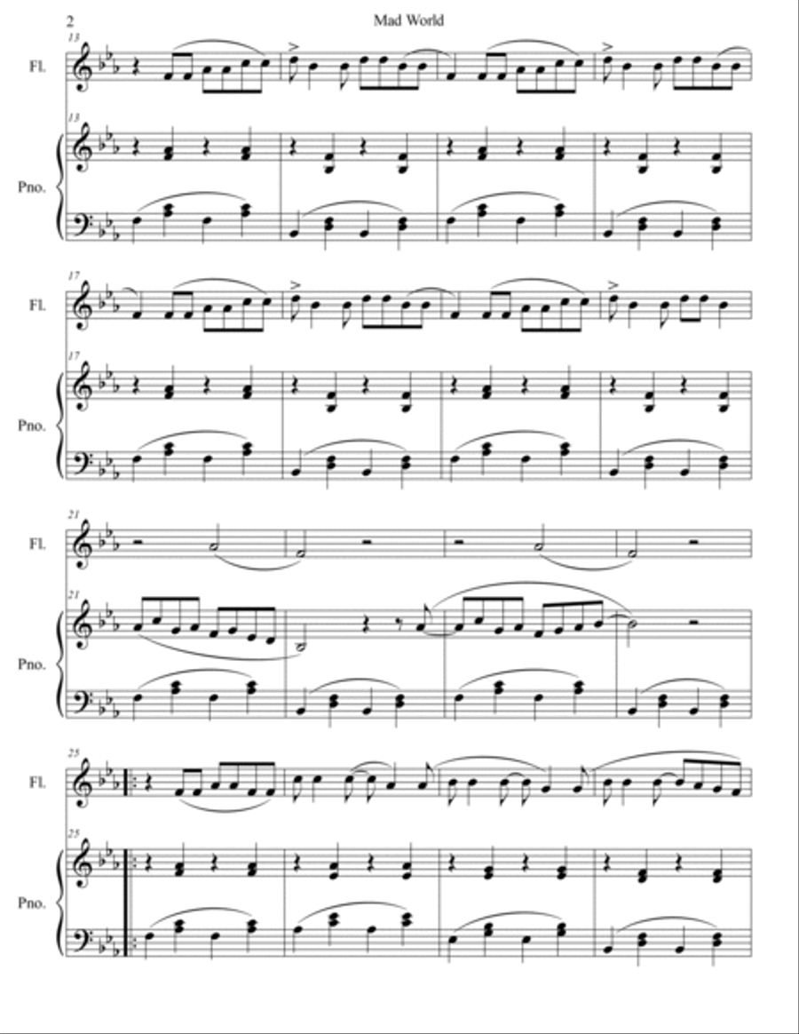 Mad World Flute Solo scores gallery preview page 3