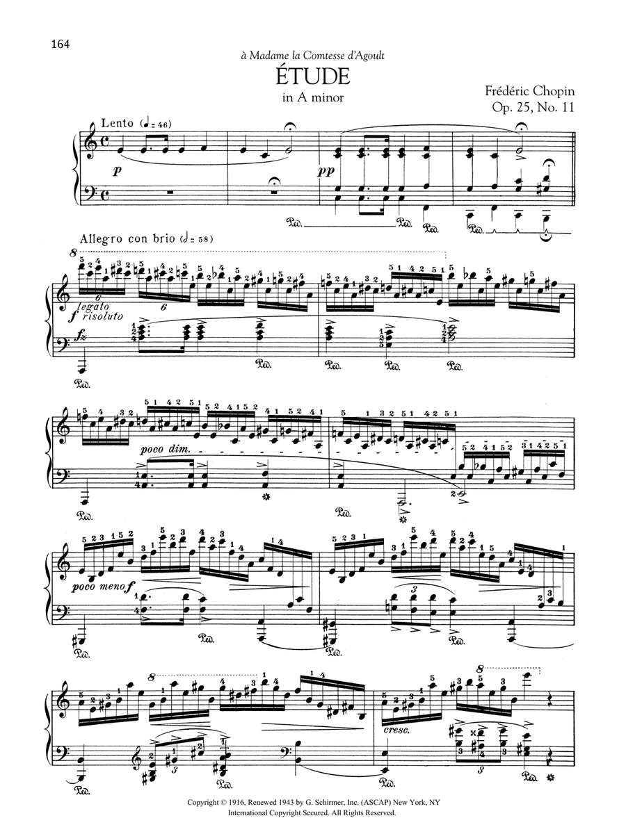 Etude in A minor, Op. 25, No. 11 Piano Method scores gallery preview page 1