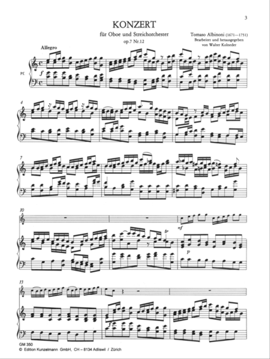 Concerto for oboe Op. 7/12 Piano scores gallery preview page 2