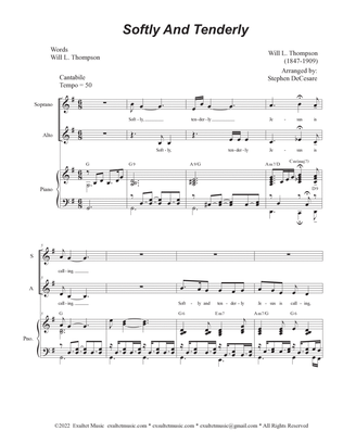 Softly And Tenderly (2-part choir - (SA)