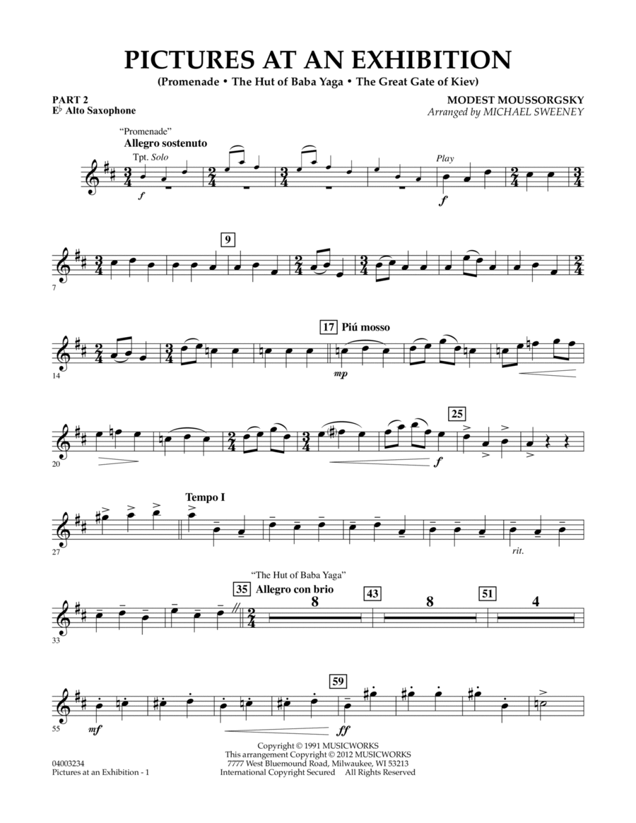 Pictures At An Exhibition (Excerpts) - Pt.2 - Eb Alto Saxophone Concert Band scores gallery preview page 1