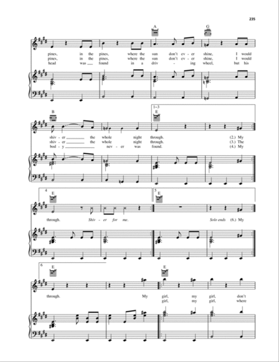 Where Did You Sleep Last Night Piano, Vocal, Guitar scores gallery preview page 2