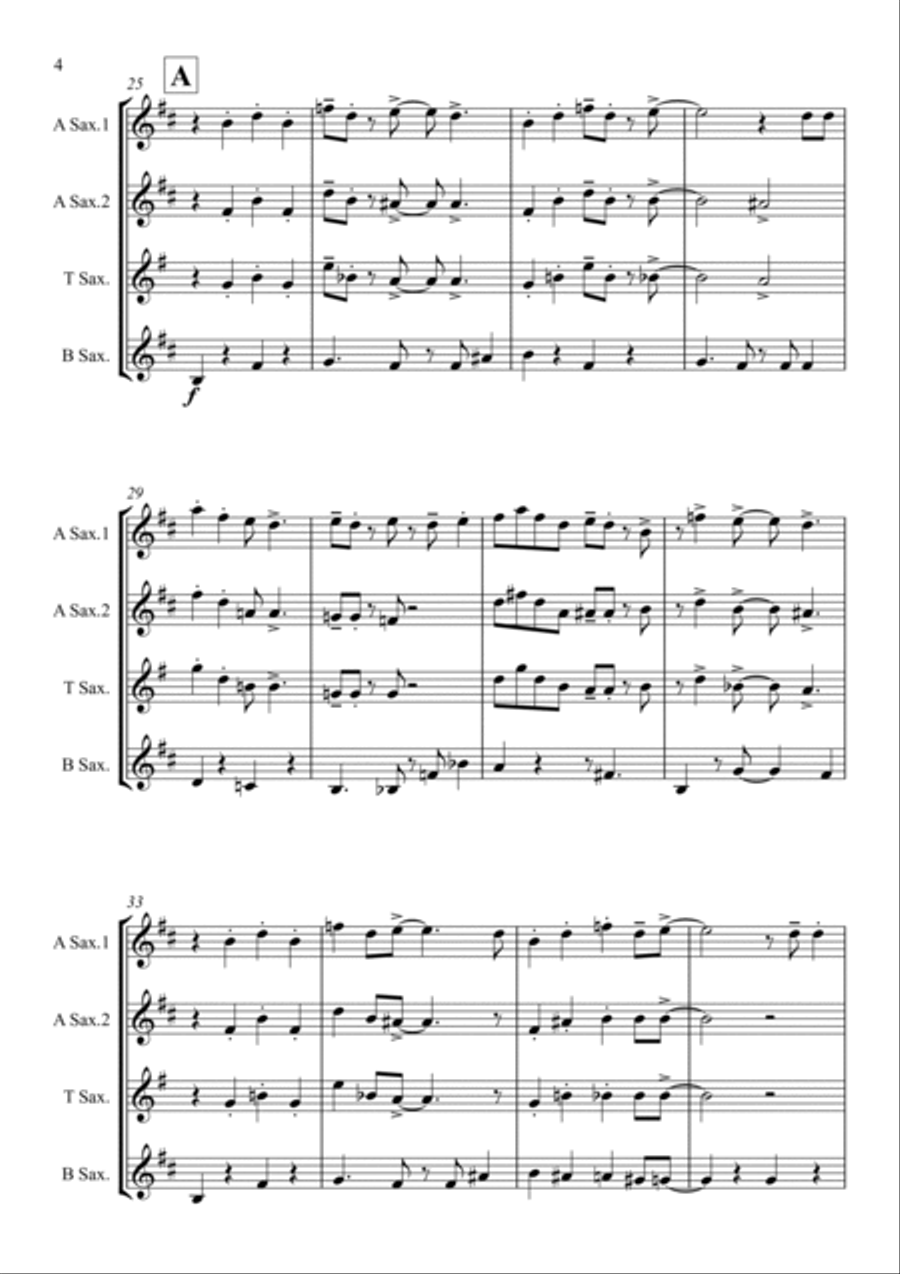 Friend Like Me Saxophone Quartet scores gallery preview page 4